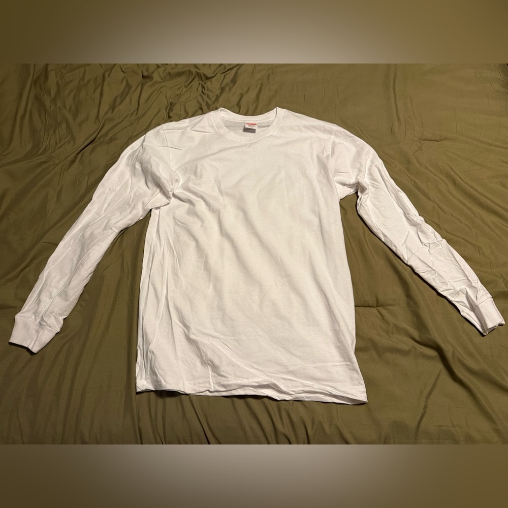 Supreme Long Sleeve T-Shirt Blank White Cotton tee Medium